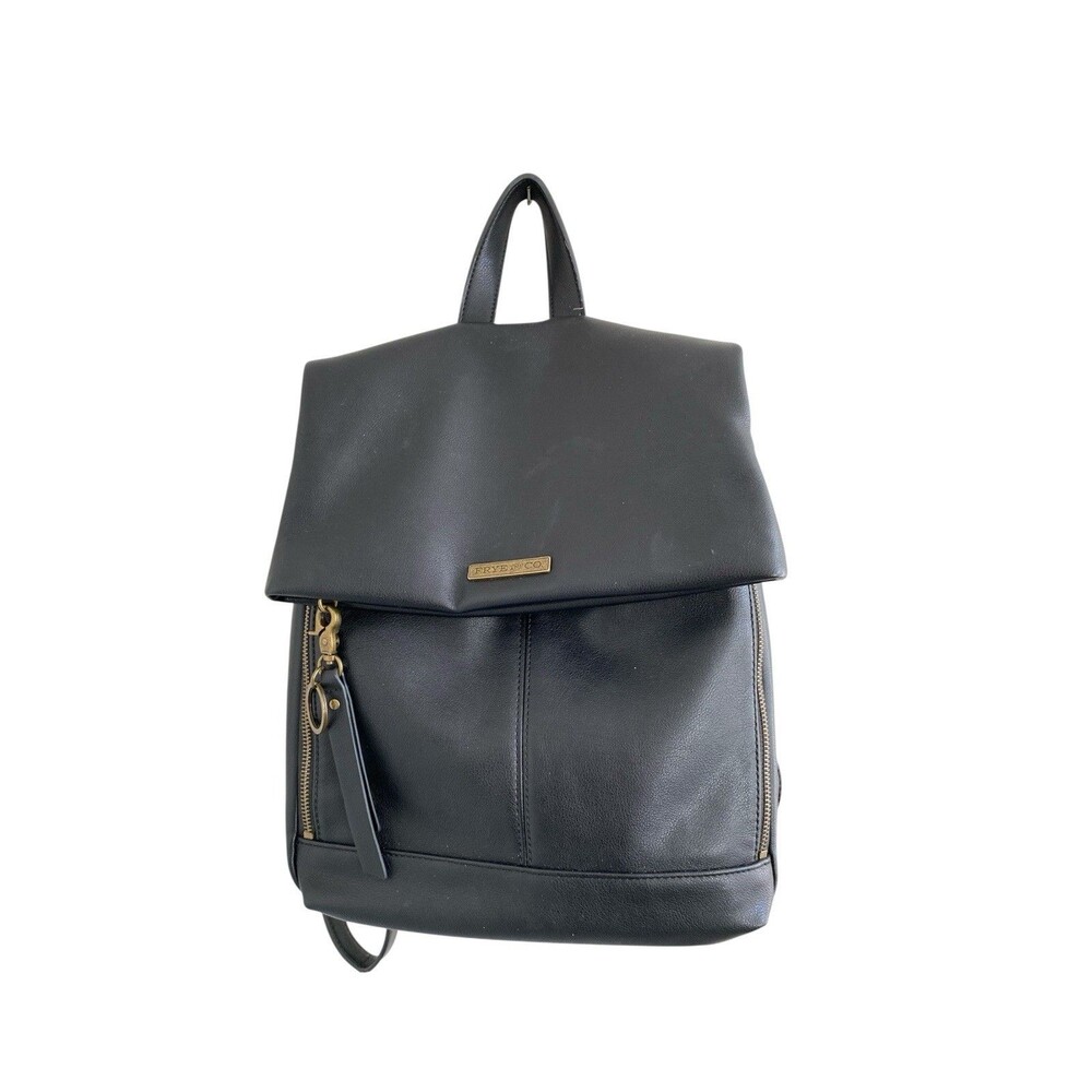 Frye & Co Backpack Bag Black Adjustable Straps Soft Faux Leather Luxury School